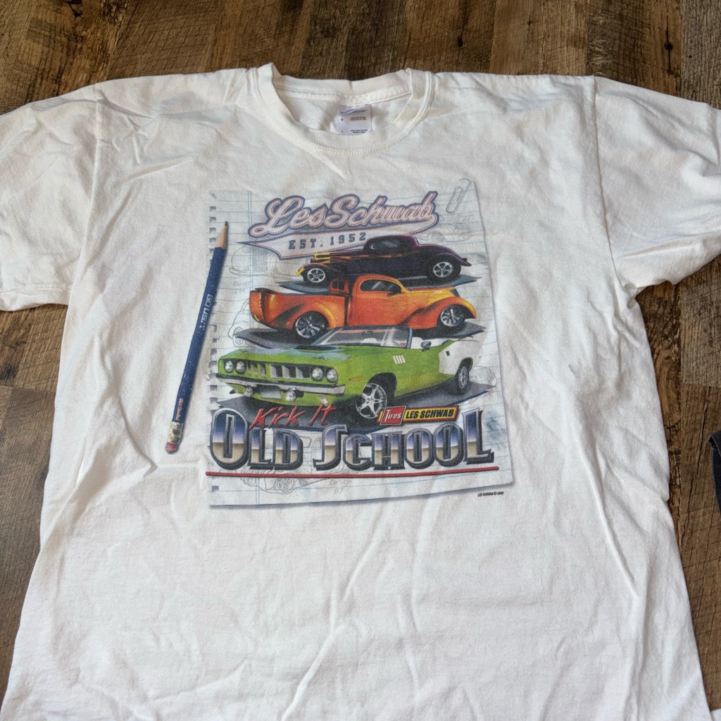 Vintage White Les Schwab Graphic TShirt